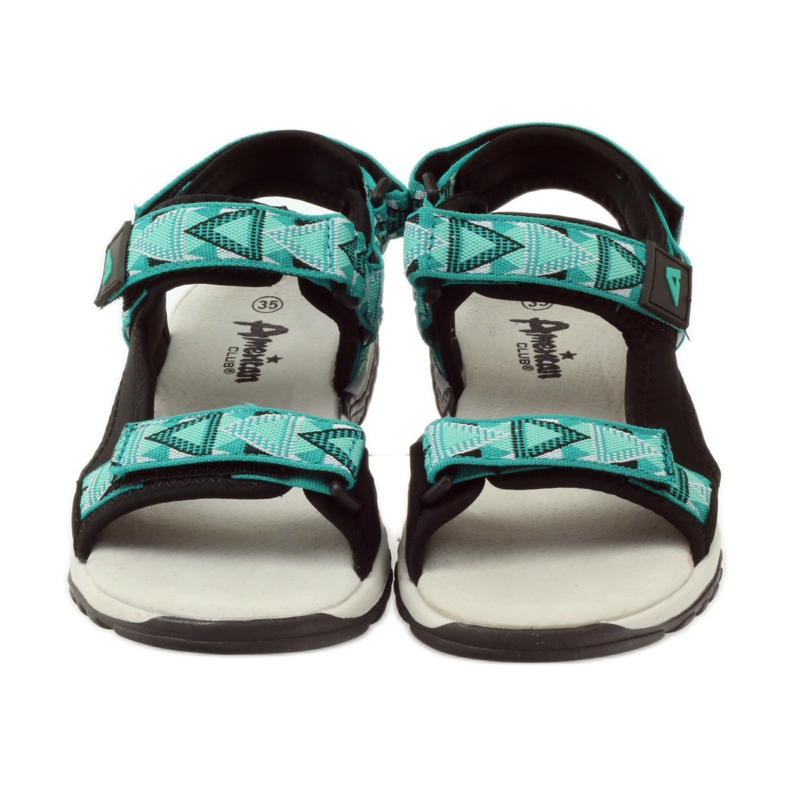 American Club Sandalias con inserción de piel americana 6102 verde negro 4