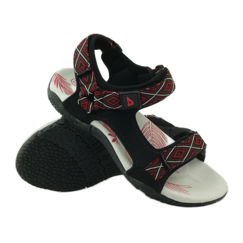 American Club Sandalias con inserción de piel americana 6102 negro rojo 3