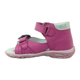 Ren But Sandalias de cuero de cuero para niñas con una flor 097 rosa rosado 2