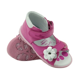Ren But Sandalias de cuero de cuero para niñas con una flor 097 rosa rosado 3