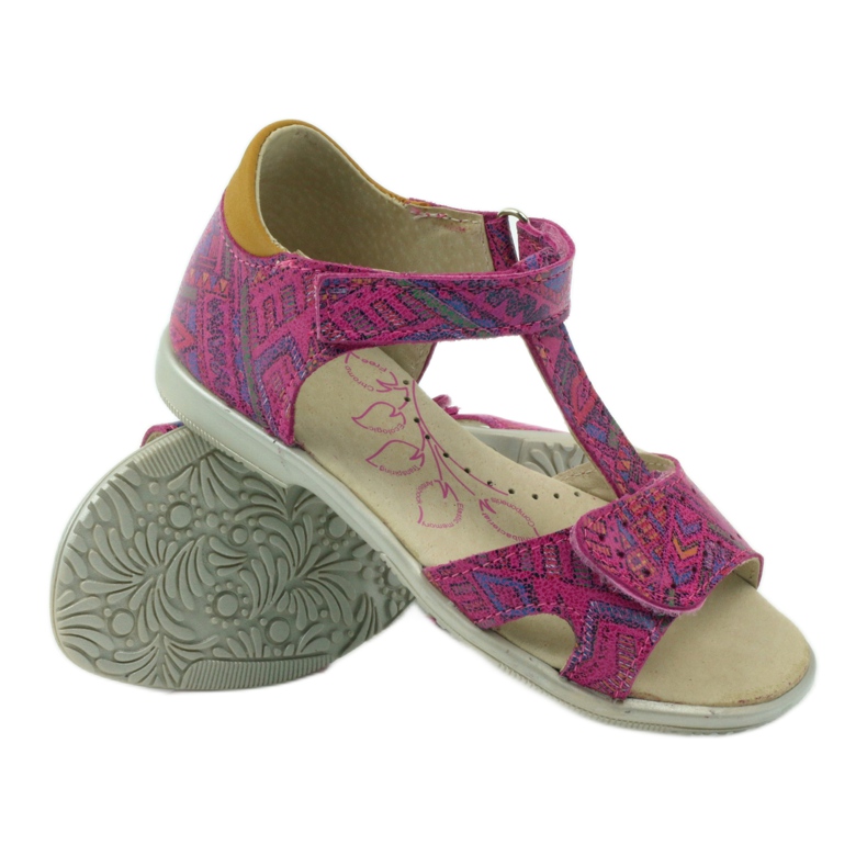Sandalias velcro estampado azteca Ren But 3296 rosa 3