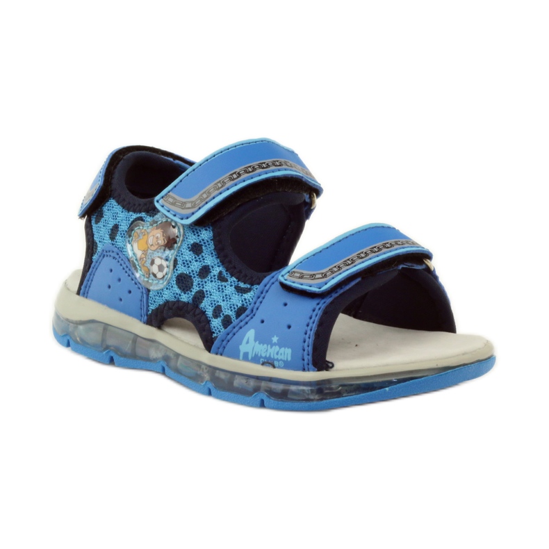 American Club Sandalias brillantes piel americana azul 1