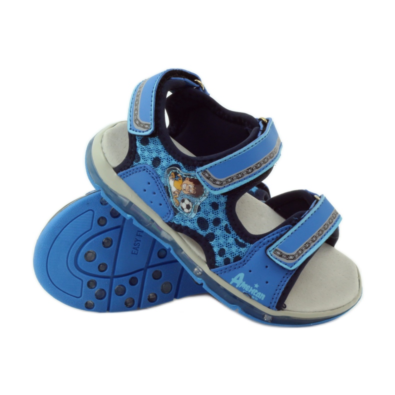 American Club Sandalias brillantes piel americana azul 3
