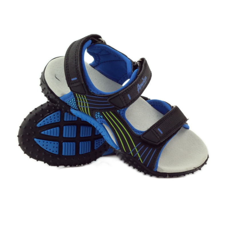 American Club Sandalias con aplicación de piel americana 5261 negro azul verde 3