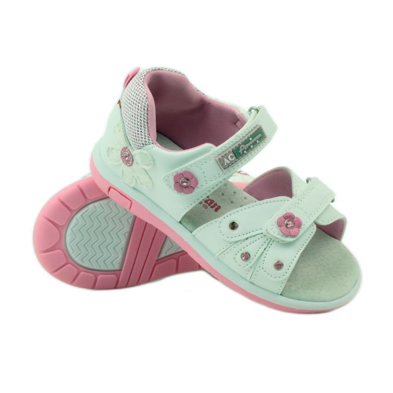 American Club Sandalias para niños con inserción de piel americana 87285 rosado blanco 3