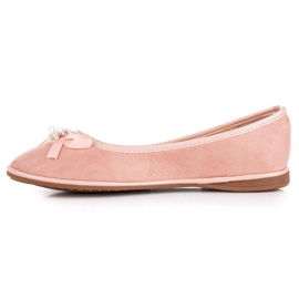 Ideal Shoes Bailarinas elegantes de ante rosado 5