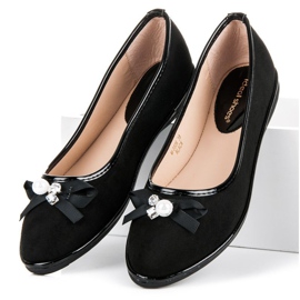 Ideal Shoes Bailarinas Elegantes Ante negro 3