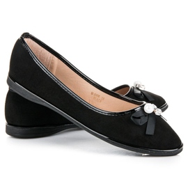 Ideal Shoes Bailarinas Elegantes Ante negro 5