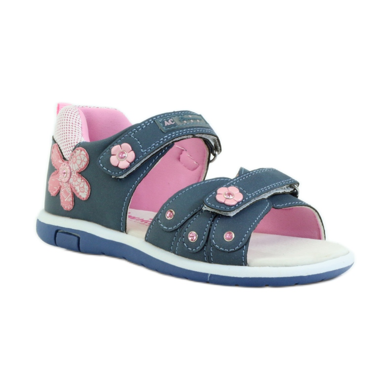 American Club Sandalias para niños con inserción de piel americana 87285 rosa azul marino 1