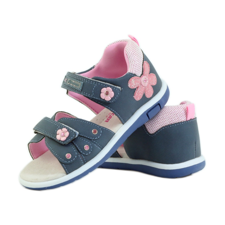 American Club Sandalias para niños con inserción de piel americana 87285 rosa azul marino 3