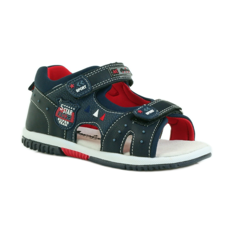 American Club Sandalias para niños con inserción de piel americana 87289 azul marino 1 American Club Sandalias para niños con inserción de piel americana 87289 azul marino 1