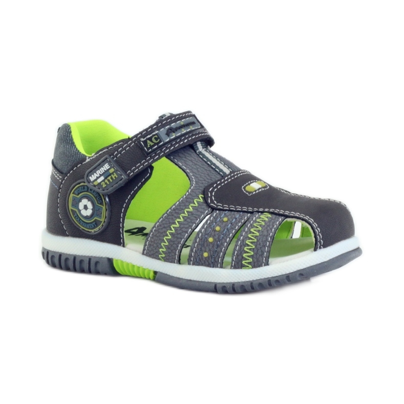 American Club Sandalias para niños con inserción de piel americana 87290 verde gris 1 American Club Sandalias para niños con inserción de piel americana 87290 verde gris 1