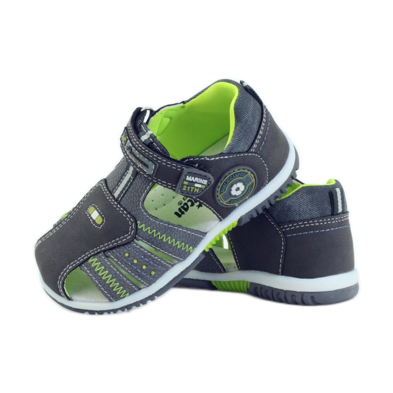 American Club Sandalias para niños con inserción de piel americana 87290 verde gris 3