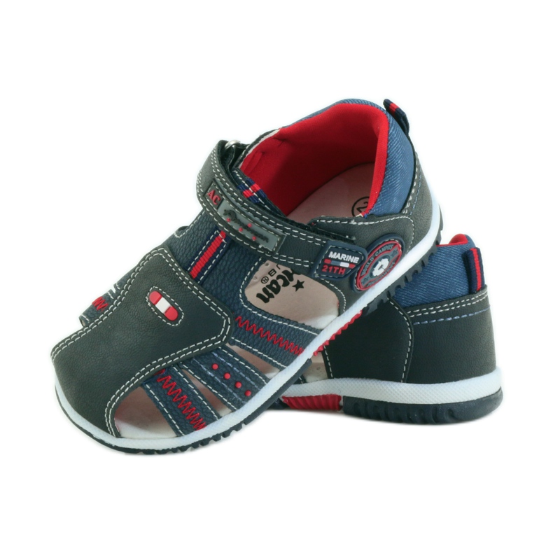 American Club Sandalias para niños con inserción de piel americana 87290 azul marino rojo 3