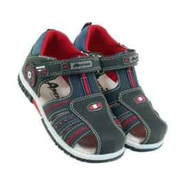 American Club Sandalias para niños con inserción de piel americana 87290 azul marino rojo 4