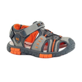 American Club Sandalias para niños con inserción de piel americana 93607 gris naranja 1 American Club Sandalias para niños con inserción de piel americana 93607 gris naranja 1