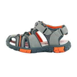 American Club Sandalias para niños con inserción de piel americana 93607 gris naranja 2 American Club Sandalias para niños con inserción de piel americana 93607 gris naranja 2