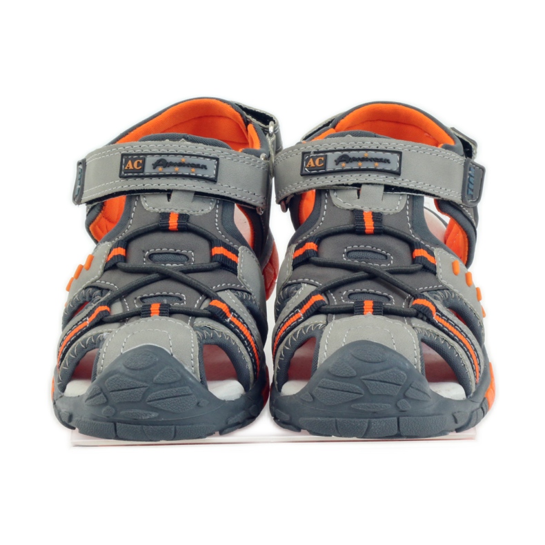American Club Sandalias para niños con inserción de piel americana 93607 gris naranja 4 American Club Sandalias para niños con inserción de piel americana 93607 gris naranja 4
