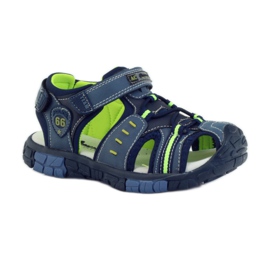 American Club Sandalias para niños con inserción de piel americana 93607 azul marino verde naranja 1