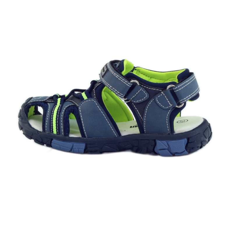 American Club Sandalias para niños con inserción de piel americana 93607 azul marino verde naranja 2