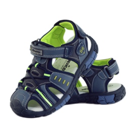 American Club Sandalias para niños con inserción de piel americana 93607 azul marino verde naranja 3