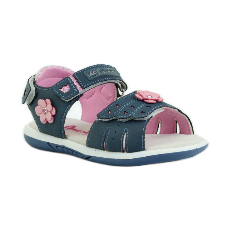 American Club Sandalias con inserción de piel americana 93606 azul marino rosa 1