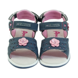 American Club Sandalias con inserción de piel americana 93606 azul marino rosa 4