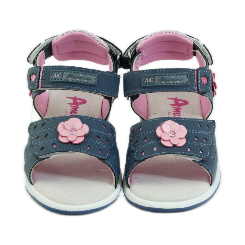 American Club Sandalias con inserción de piel americana 93606 azul marino rosa 4