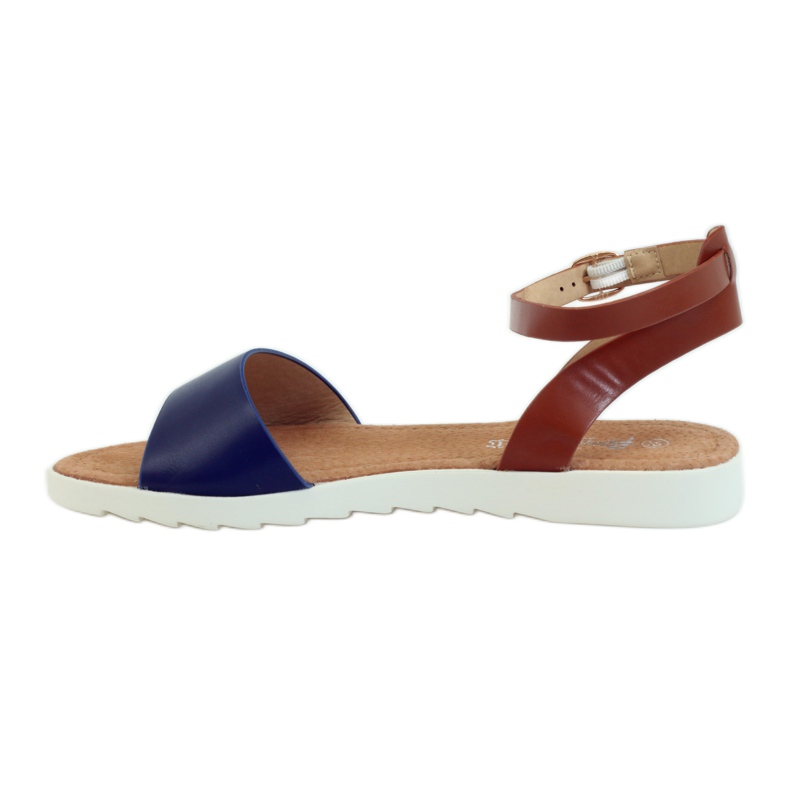 American Club Sandalia americana 170621 plantilla piel marrón azul marino 2 American Club Sandalia americana 170621 plantilla piel marrón azul marino 2