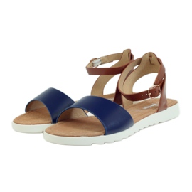 American Club Sandalia americana 170621 plantilla piel marrón azul marino 3 American Club Sandalia americana 170621 plantilla piel marrón azul marino 3