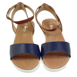 American Club Sandalia americana 170621 plantilla piel marrón azul marino 4 American Club Sandalia americana 170621 plantilla piel marrón azul marino 4