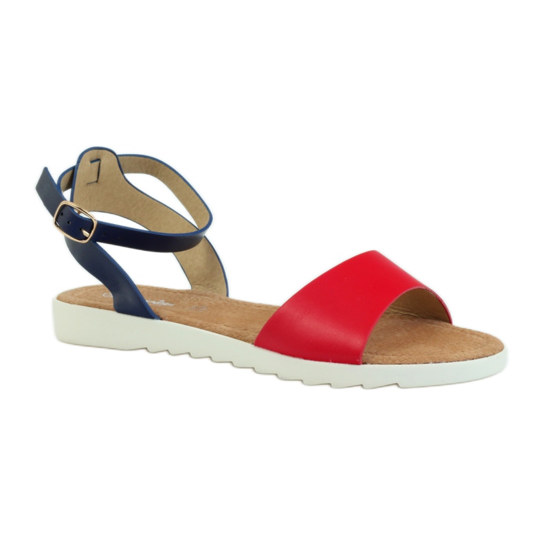 American Club Sandalia americana 170621 plantilla piel rojo azul marino 1