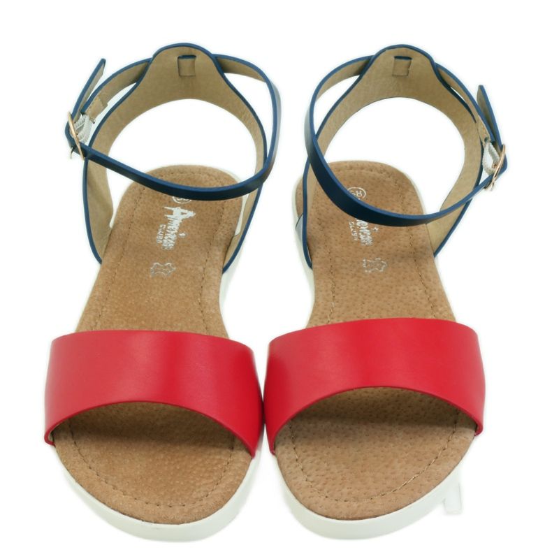 American Club Sandalia americana 170621 plantilla piel rojo azul marino 3