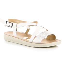 Sandalias planas con hebilla vinceza blanco 1