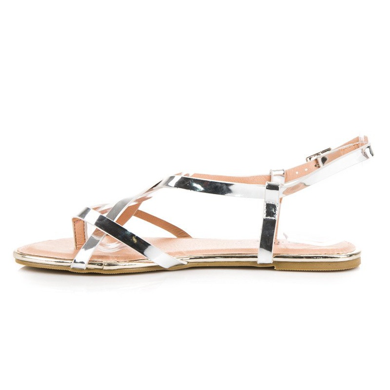 Evento Sandalias planas plateadas gris 2