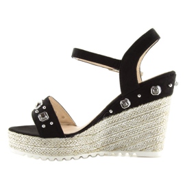 Alpargatas negras con cuña, negro TS-2730 Negro 1