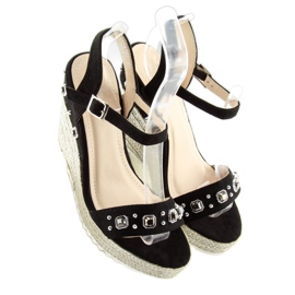 Alpargatas negras con cuña, negro TS-2730 Negro 2