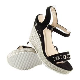 Alpargatas negras con cuña, negro TS-2730 Negro 3