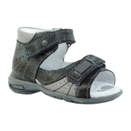 Sandalias niño piel con velcro y reflectores 1407 gris RenBut 1