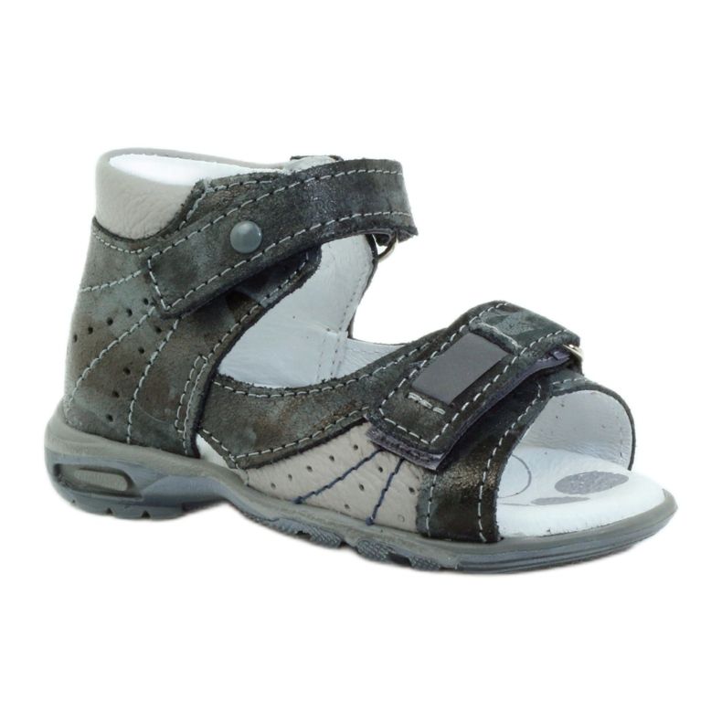 Sandalias niño piel con velcro y reflectores 1407 gris RenBut 1