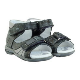 Sandalias niño piel con velcro y reflectores 1407 gris RenBut 3