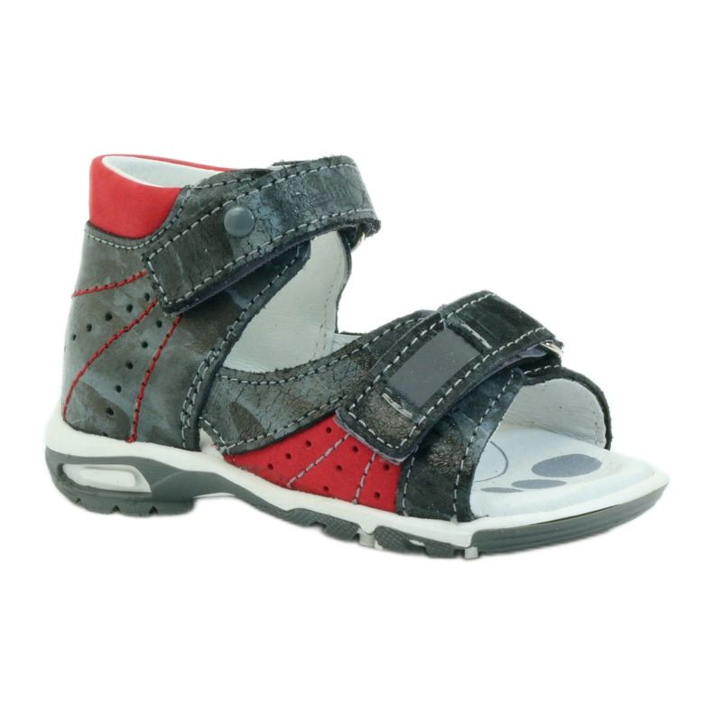 Sandalias niño piel con velcro y reflectores RenBut 1407 gris 1