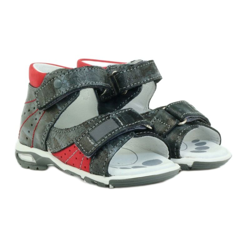 Sandalias niño piel con velcro y reflectores RenBut 1407 gris 3 Sandalias niño piel con velcro y reflectores RenBut 1407 gris 3
