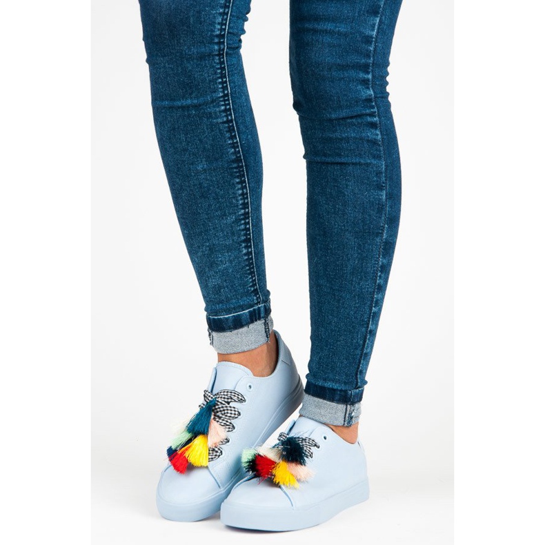 Ideal Shoes Deportivas Azules Con Flecos 1