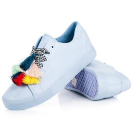 Ideal Shoes Deportivas Azules Con Flecos 3