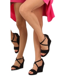 Sandalias cuña negras 266-6 negro 6