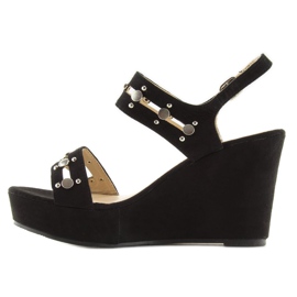 Sandalias negras con tacón de cuña 1606 Black negro 4