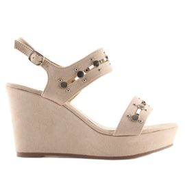 Sandalias cuña beige 1606 Beige 2