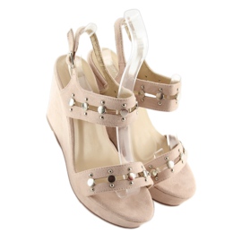 Sandalias cuña beige 1606 Beige 5