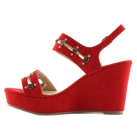 Sandalias cuña rojas 1606 Rojo 4